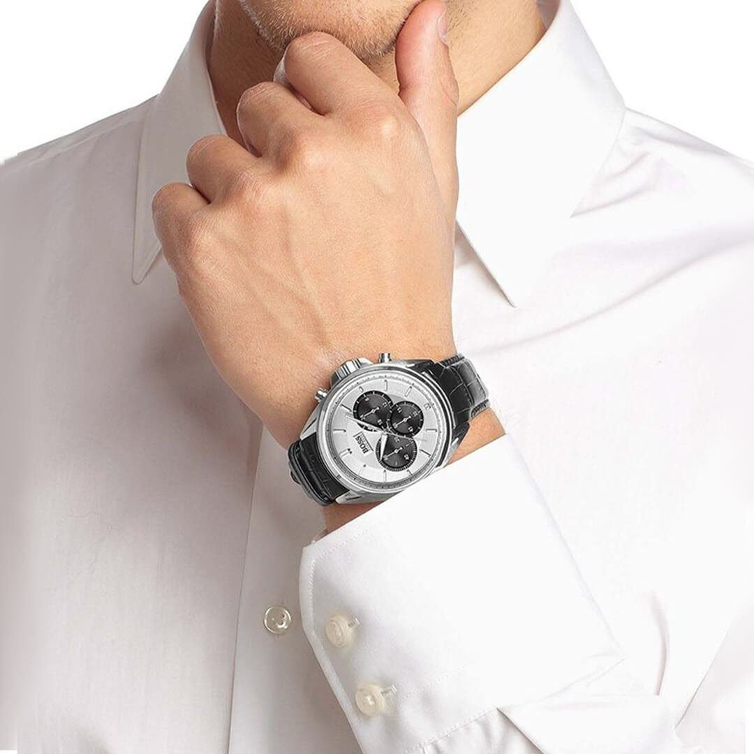 Montre Homme HUGO BOSS 1512880 – CUIR NOIR – Originale Idée Cadeau pour toutes les occasions à Casablanca, Rabat et partout au Maroc – Montres de Luxe Montre Homme HUGO BOSS 1512880 – CUIR NOIR – Image 2